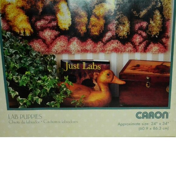 Caron Wonder Art Latch Hook Kit Just Labs Puppies Complete Vintage Wall Decor - Picture 3 of 4